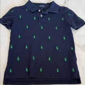 Polo by Ralph Lauren Kids Polo Shirt in Navy with Green Accents 7